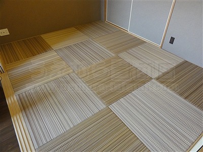 ＮＥＷアースカラー極薄縁無し琉球畳施工事例（大阪大東市）いまどきの畳屋さん家庭用国産畳専門店うえむら畳7