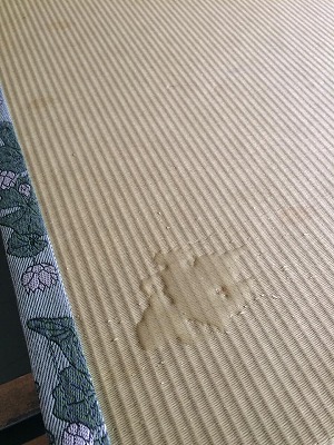 シミで汚れた和紙畳を裏返しで復活。大阪大東市の家庭用国産畳専門店いまどきの畳屋さんうえむら畳2